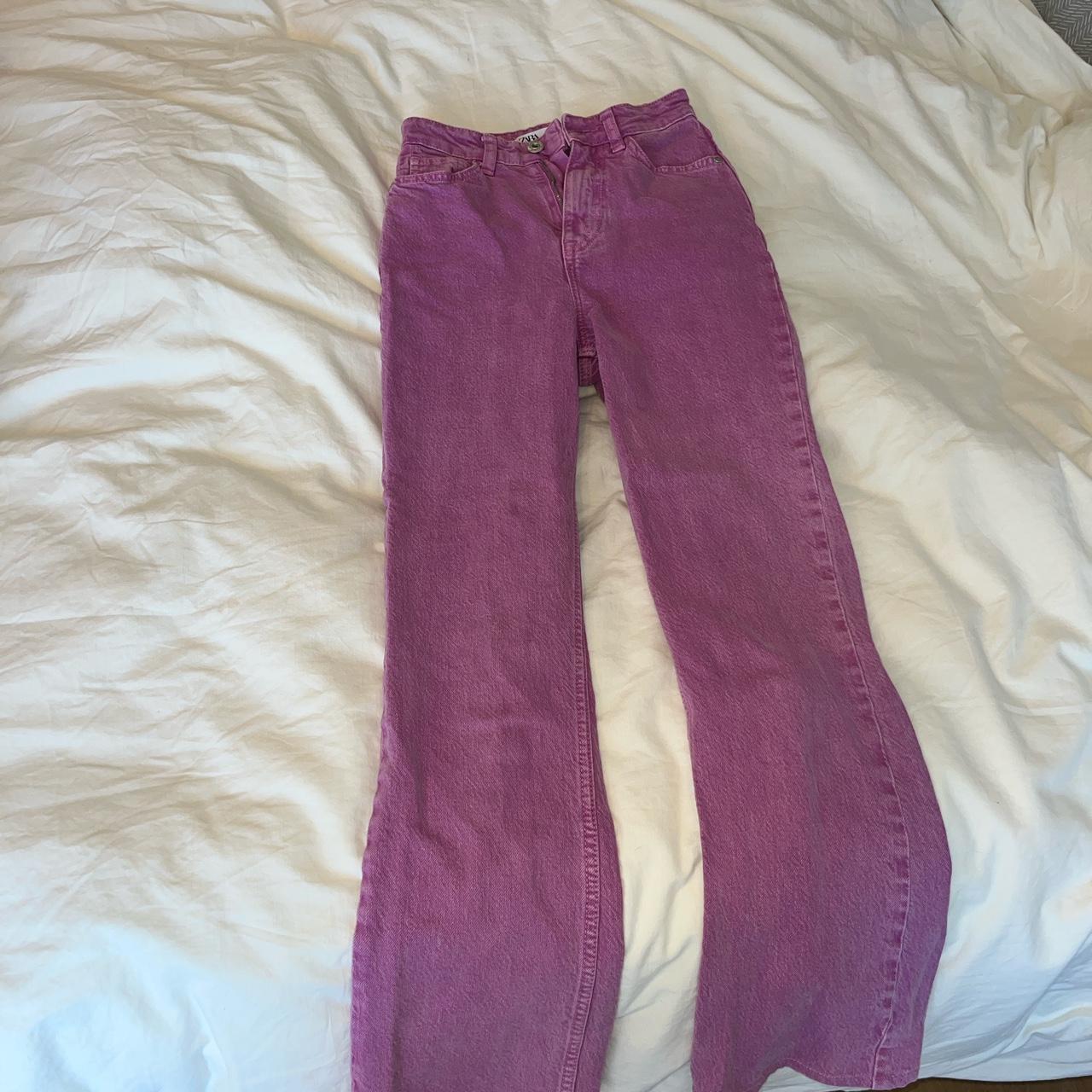 Zara Women's Pink Jeans | Depop