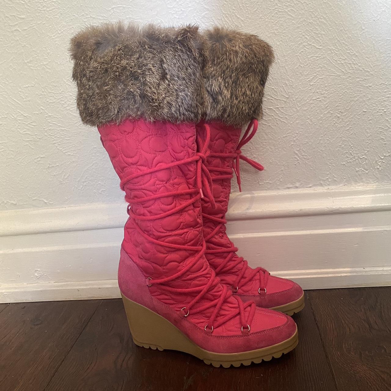 Coach boots/hot purchases pink/rabbit fur/Sofia G/size 9.5