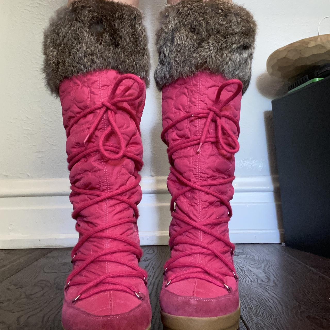 Coach boots/hot purchases pink/rabbit fur/Sofia G/size 9.5