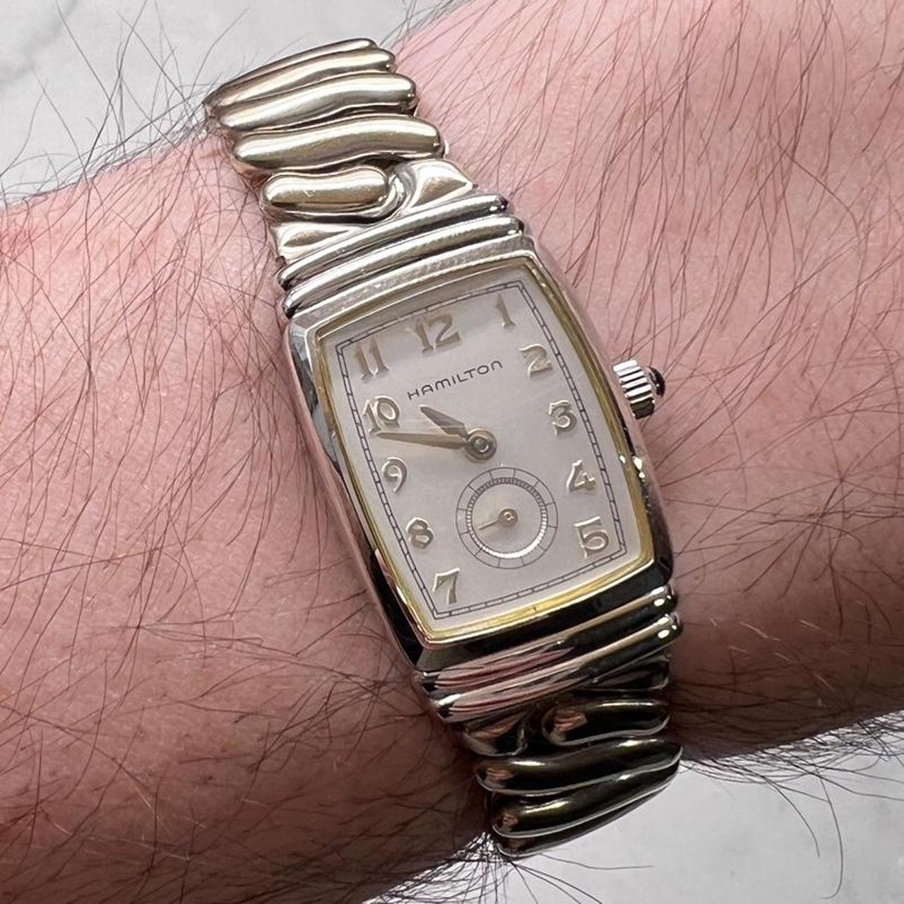 Vintage Silver Hamilton Tank Watch Quartz Womens... Depop