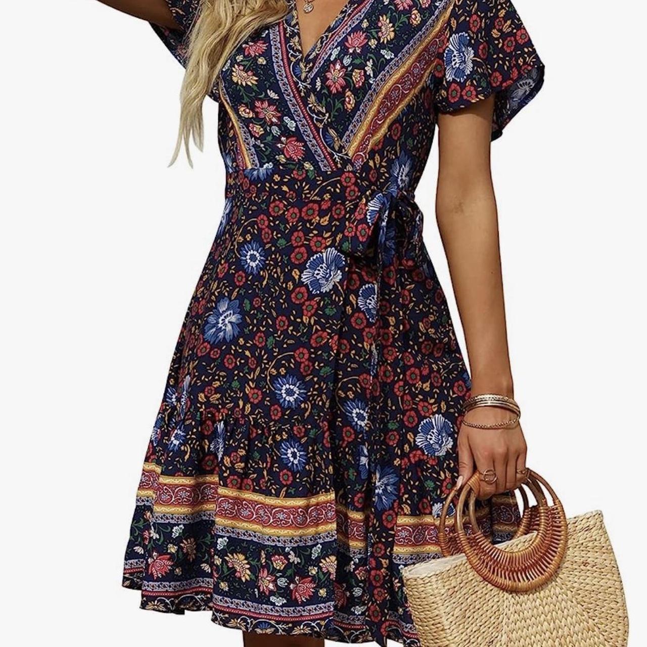 Amazon Zesica floral wrap dress Excellent… - Depop