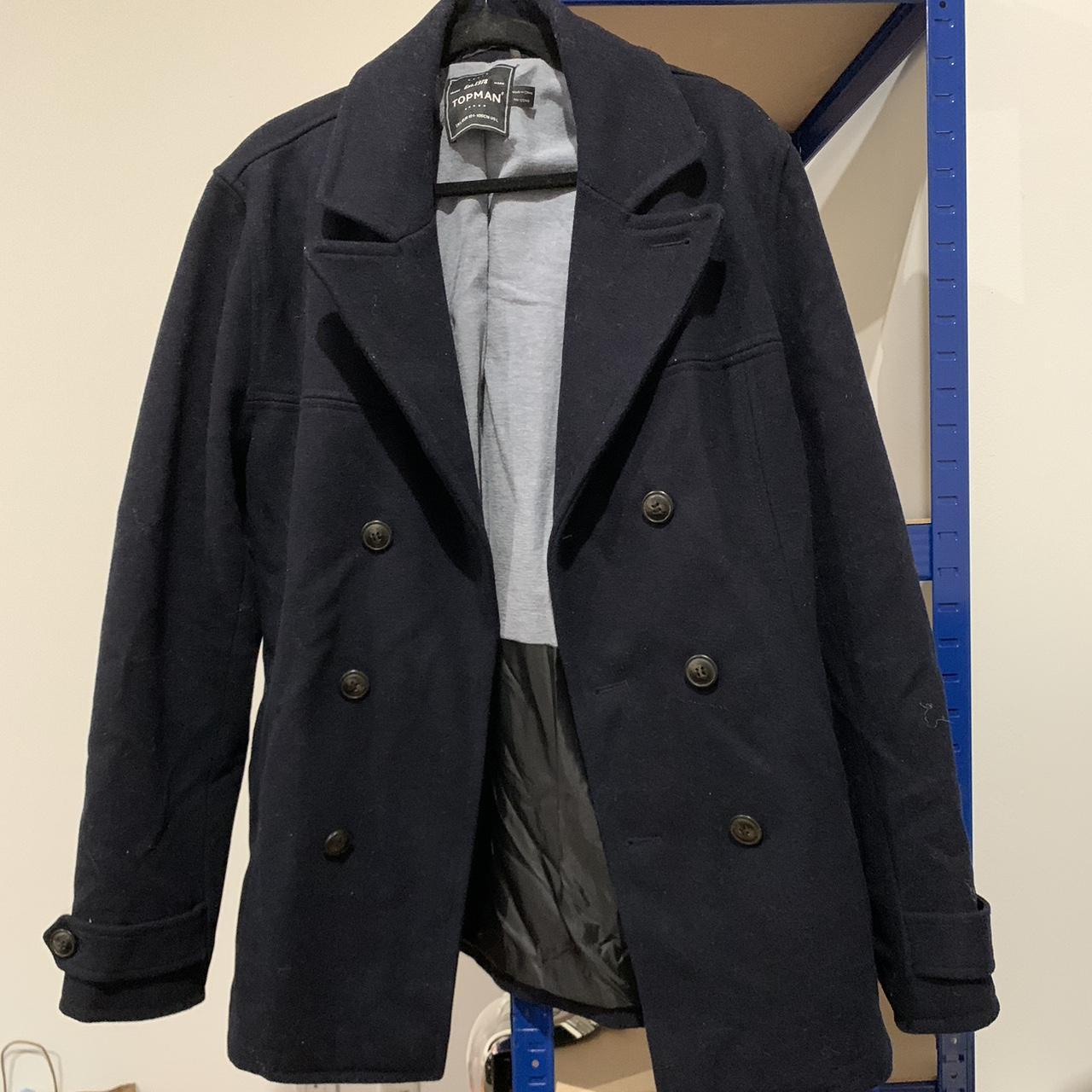 Dark Navy Blue Peabody Coat. TopMan Large (more... - Depop