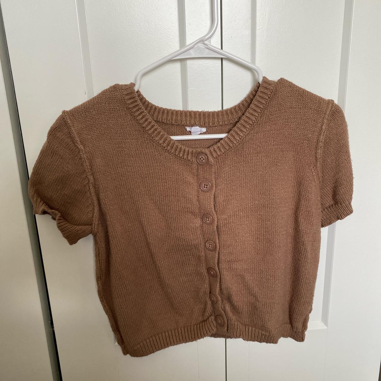 Brown Short Sleeve Sweater Tee Brand: patan Size: - Depop