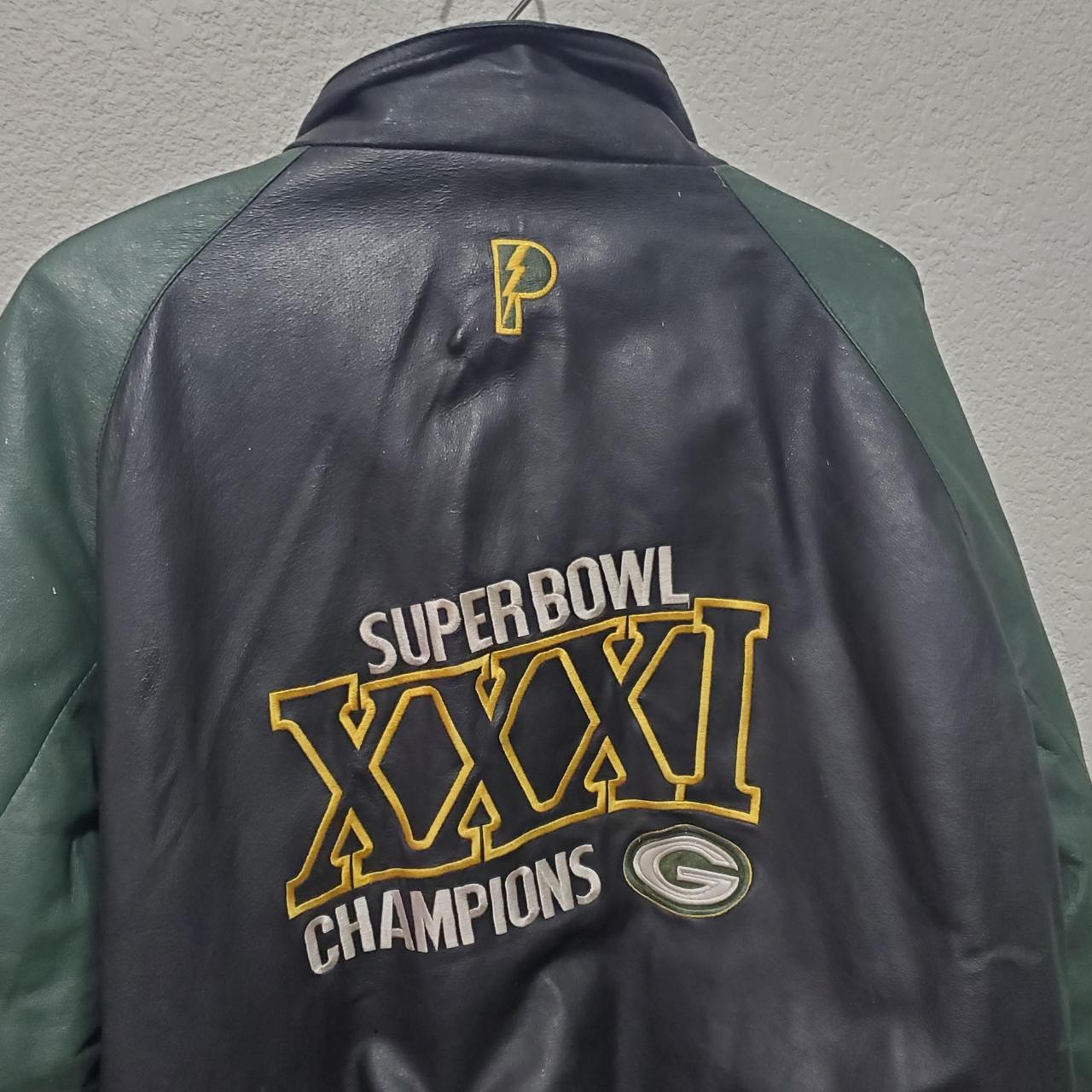 Vintage Green Bay Packers Leather Jacket Mens Size XL Pro Player