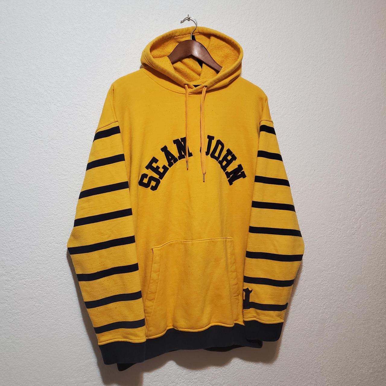 Sean John Men's Hoodie Yellow/Navy XXL – Mens vintage Y2K Sean