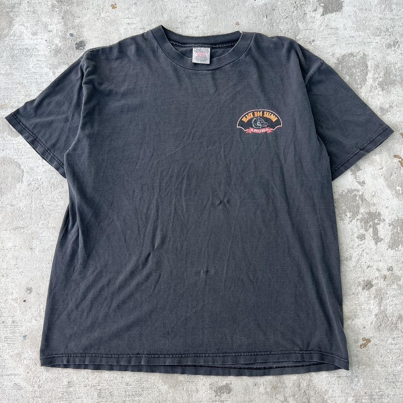 Black Hog Saloon Vintage Tee super boxy flaws... - Depop