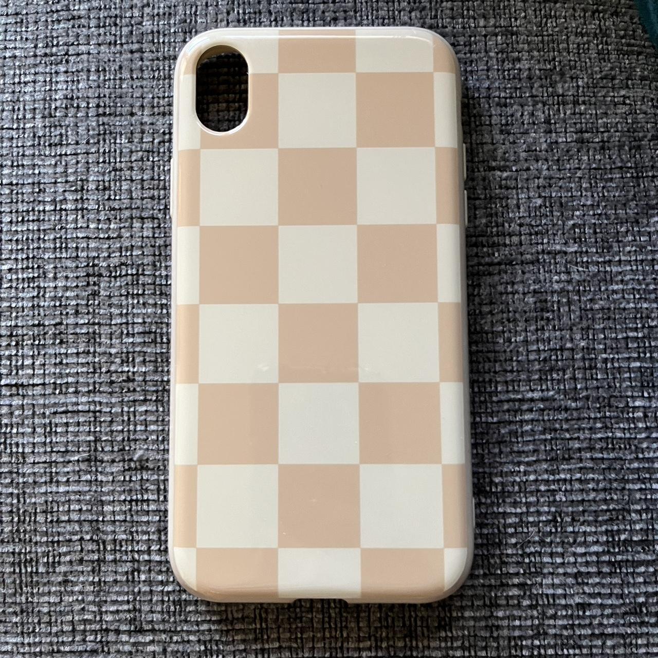 Brown, Beige: Checkered Pattern iPhone Case