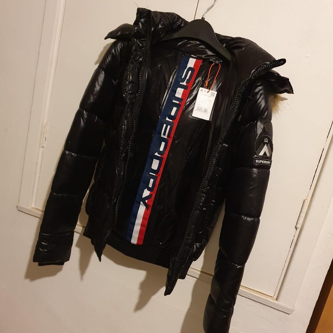 HOT Black High Shine Toya Bomber Jacket Superdry High Shine