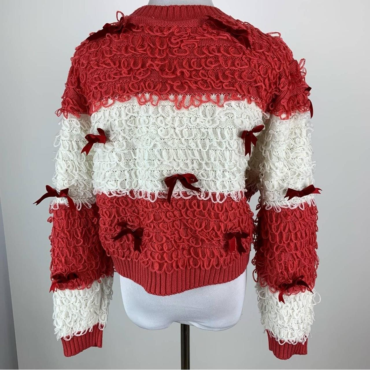 Mighty Fine Christmas Pink Bow Loop Cardigan Sweater... - Depop