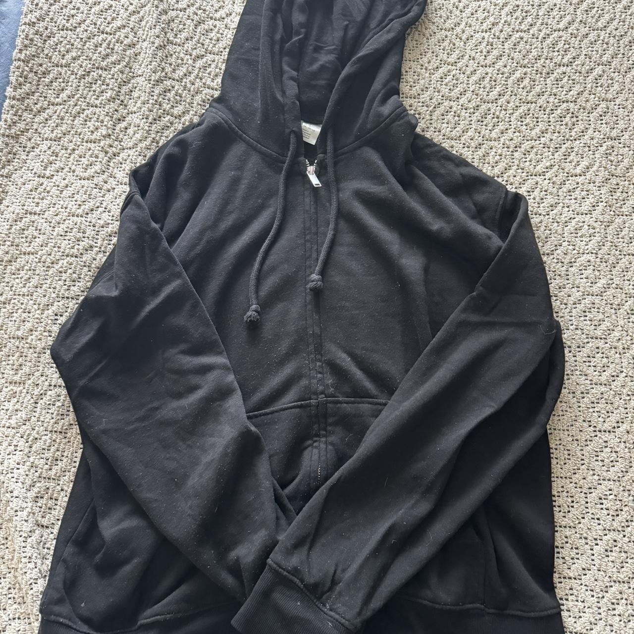 H&M black zip up worn once, no flaws just needs... Depop