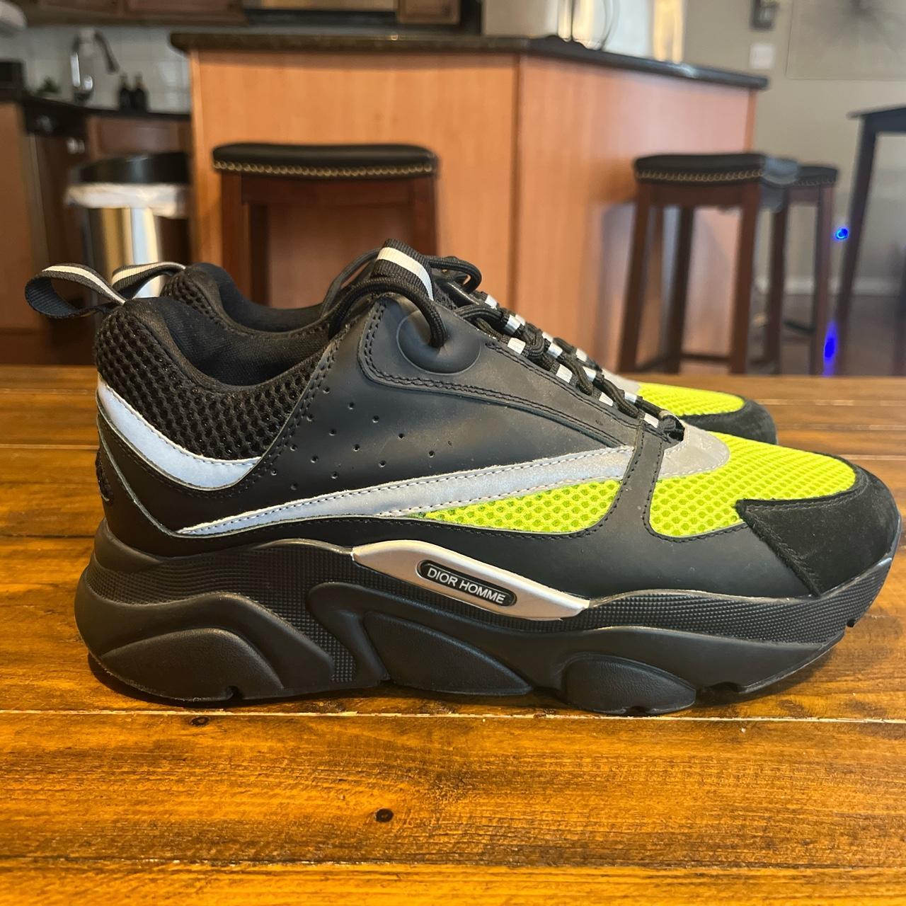Christian Dior Men's Black and Green Trainers Depop