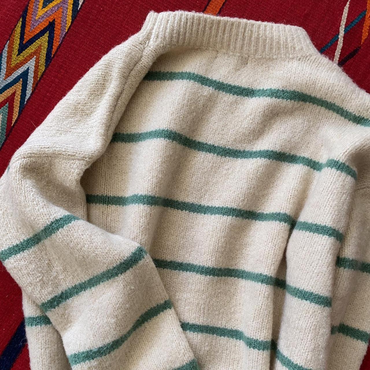 Stripe lush brand sweater Cream with dipped green... - Depop