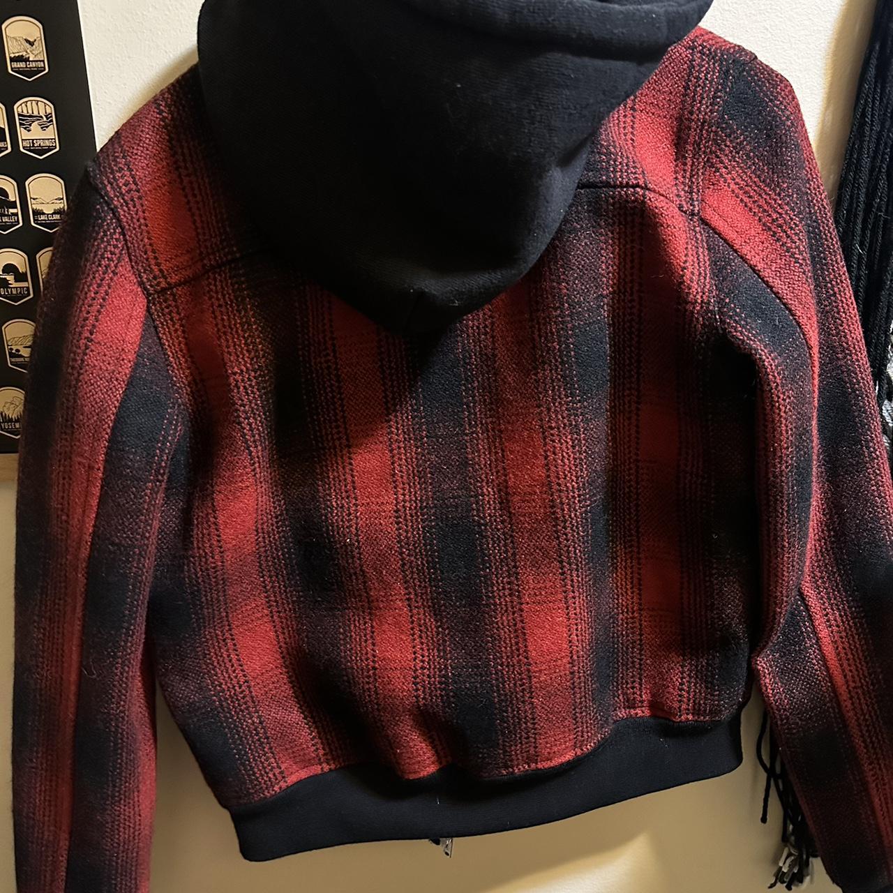 R13 Plaid Zip Up Hoodie Bomber Ombr Red Size L It Depop