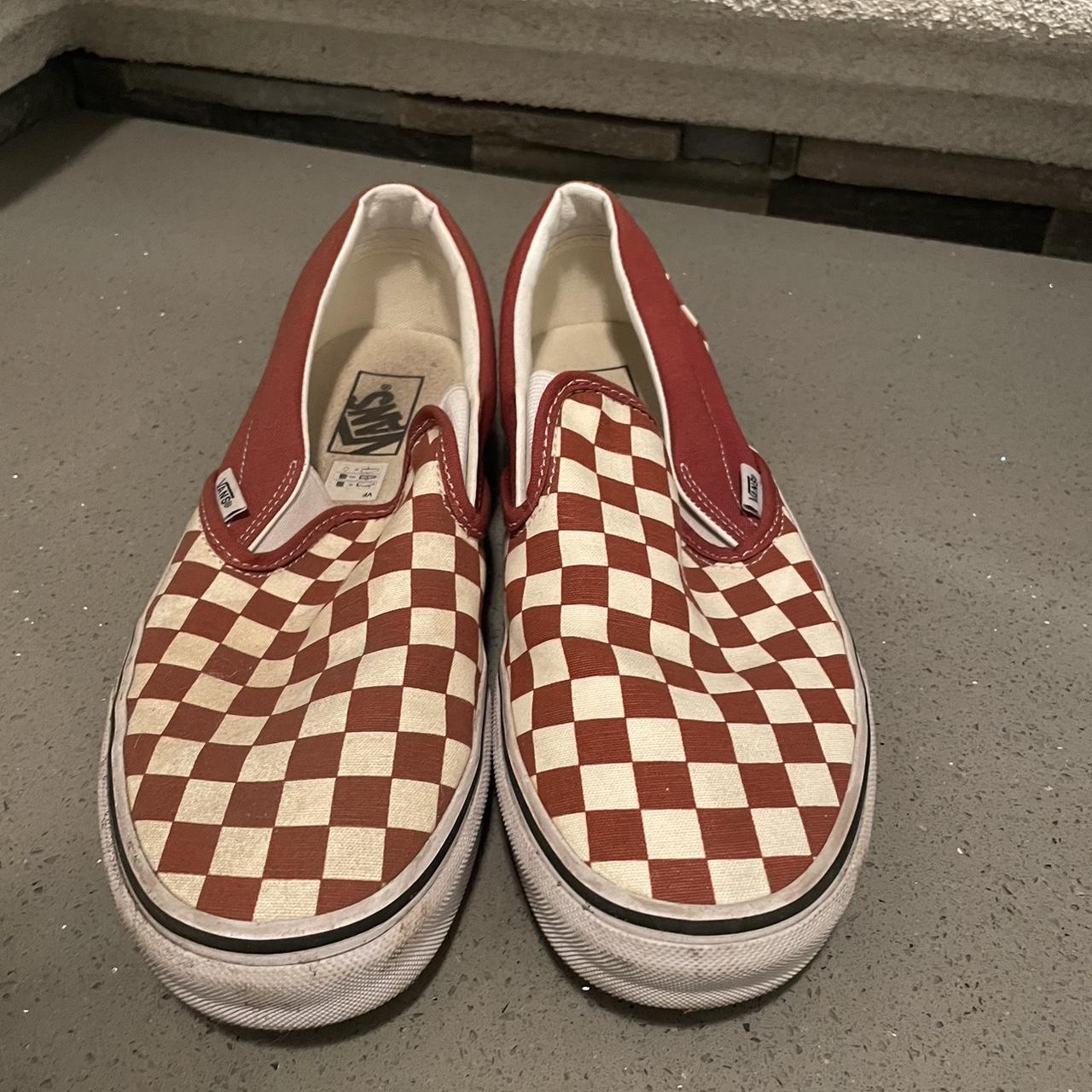 vans checkered slip on men size 8.5 worn but in... - Depop