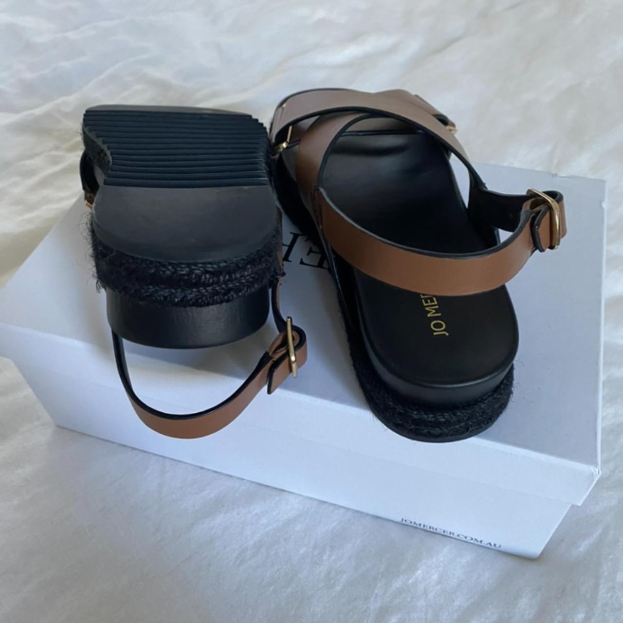 Jo Mercer Dark Brown Leather Wedge Sandals Jo Mercer Miles Flat