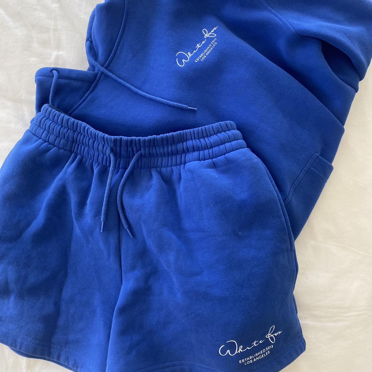 Electric Blue White Fox Hoodie and Shorts Set.... - Depop