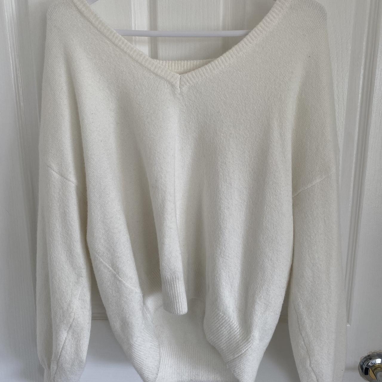 white glassons v neck sweater - size medium, hardly... - Depop