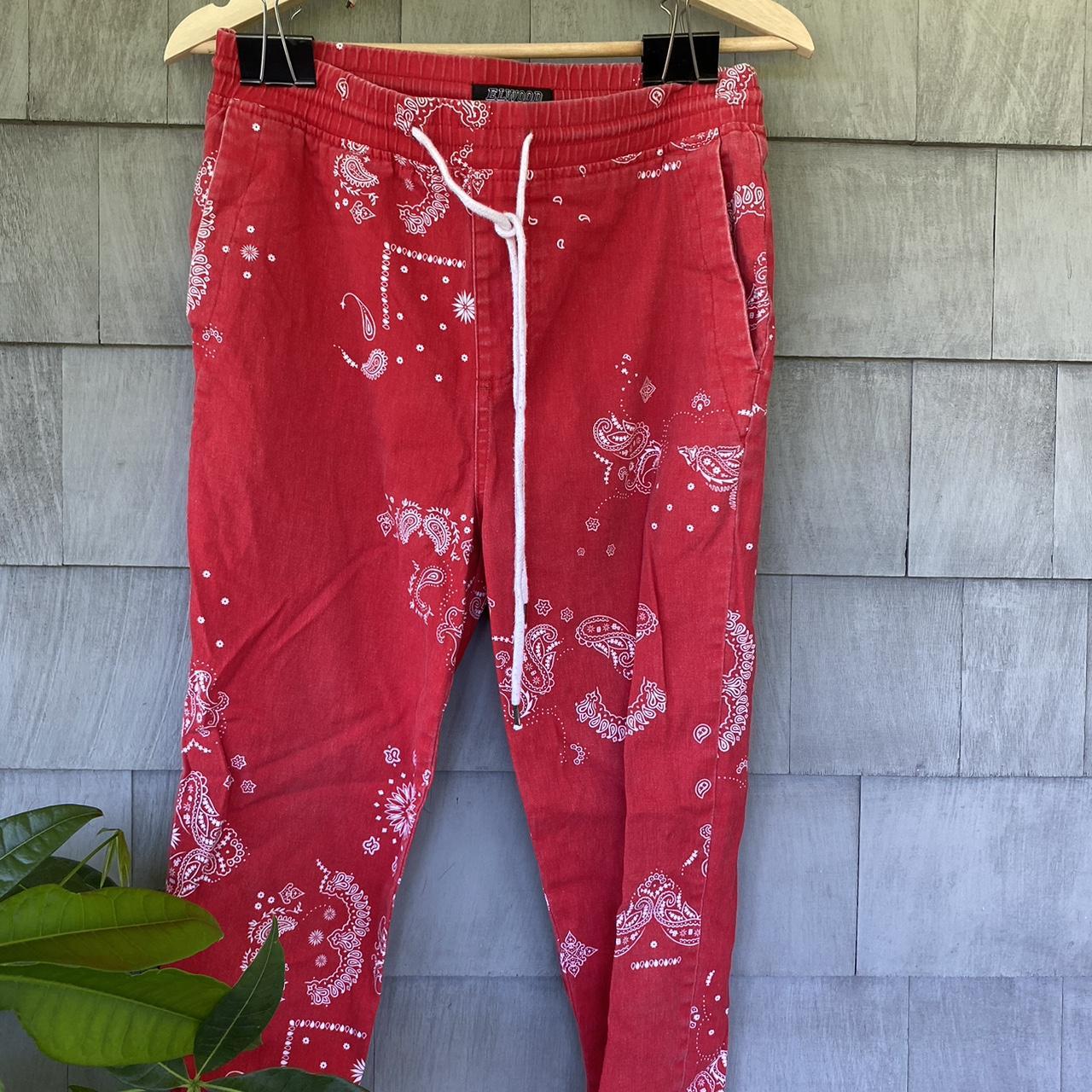 Elwood Red Bandana Joggers Slightly Worn Size... Depop