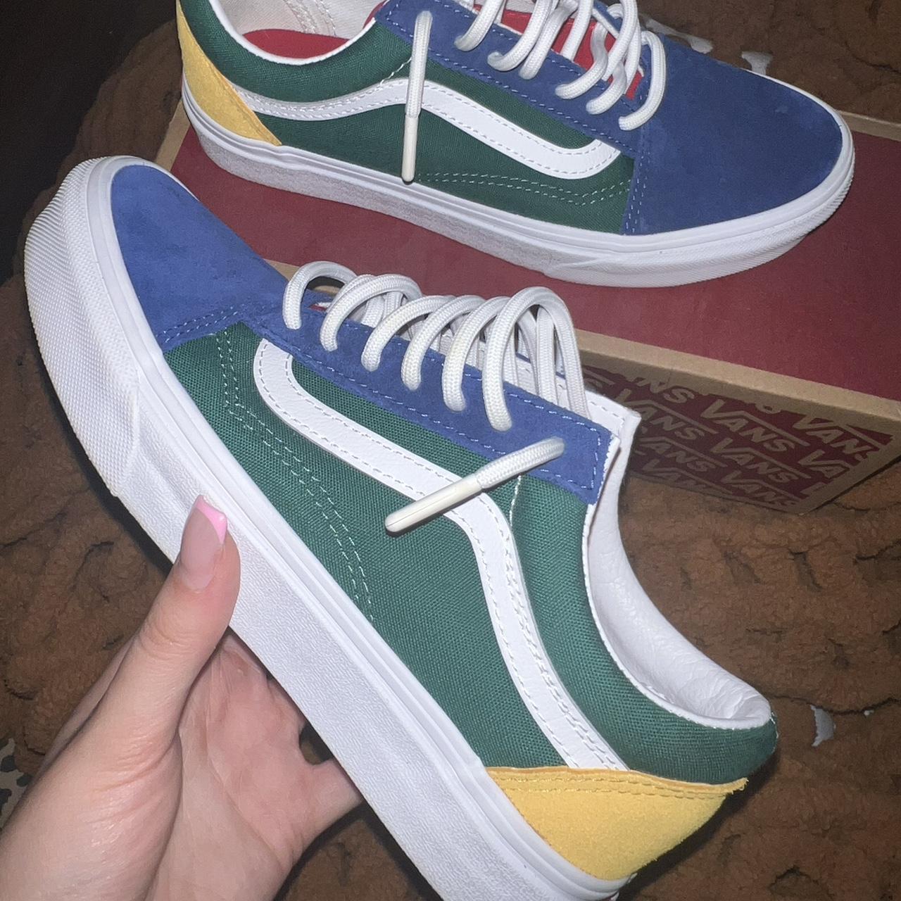 Colorful old skool vans - size 7 womens - only... - Depop