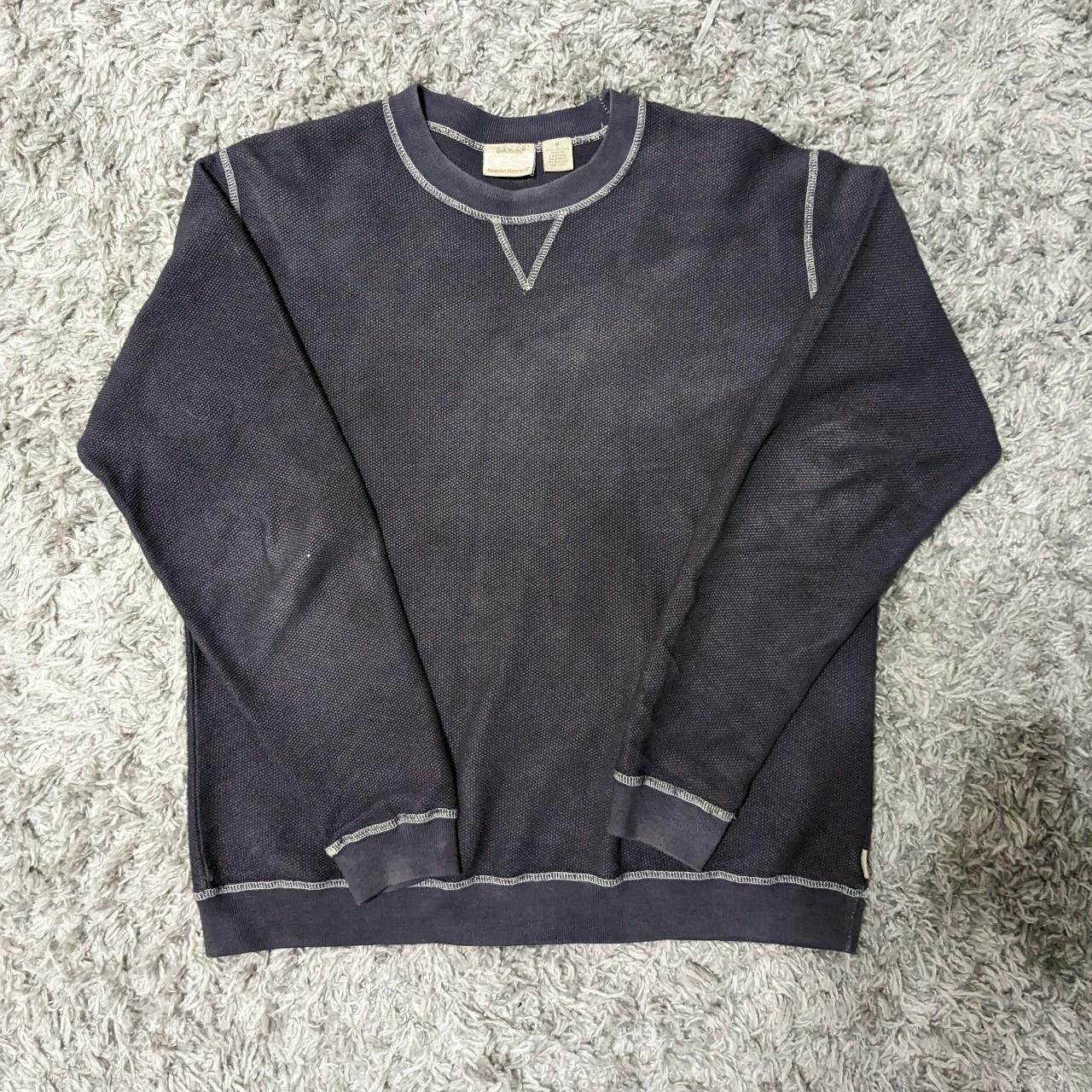 Purple knit sweater with white stitching Size Depop