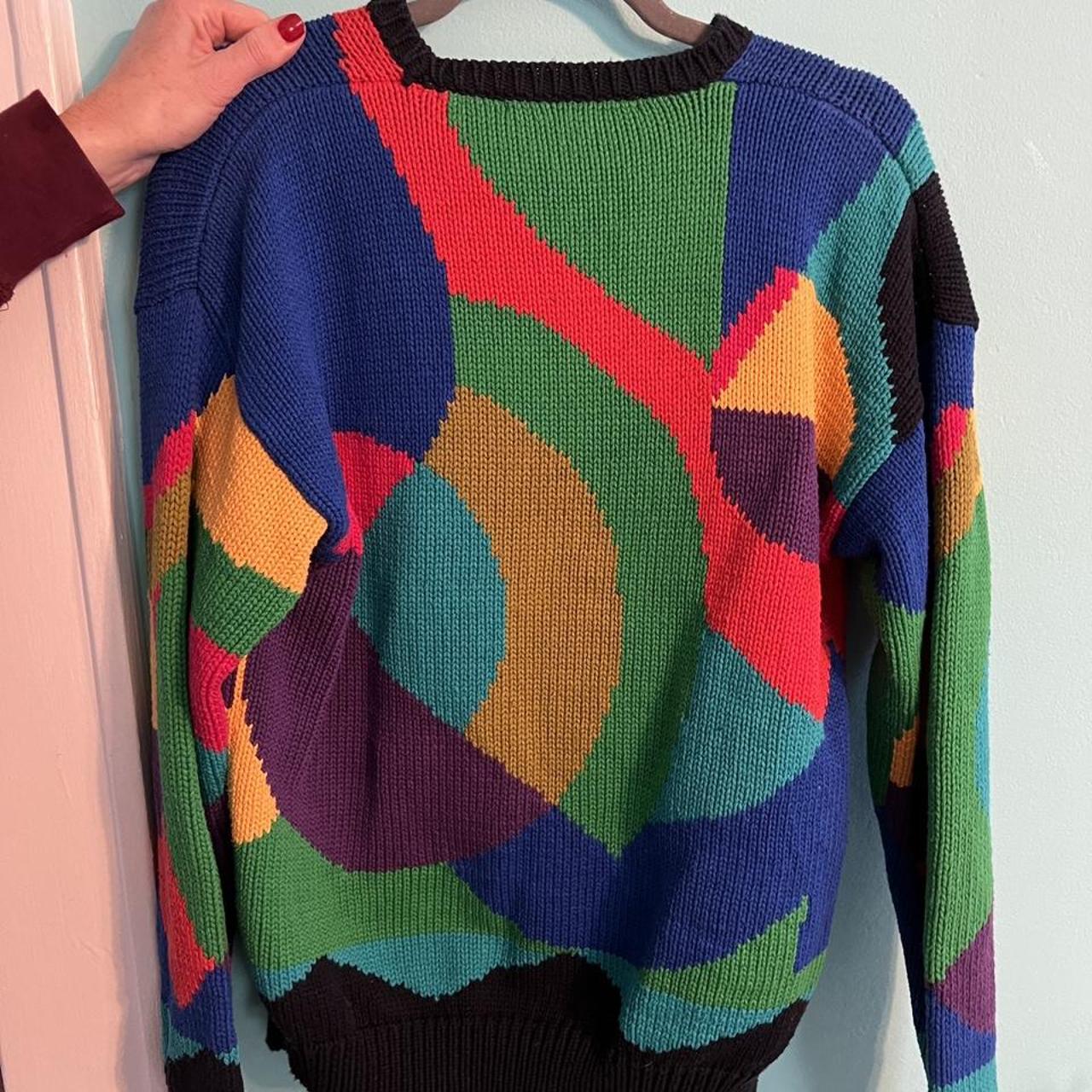 Perry Ellis Vintage Color Block Sweater 80s style... - Depop