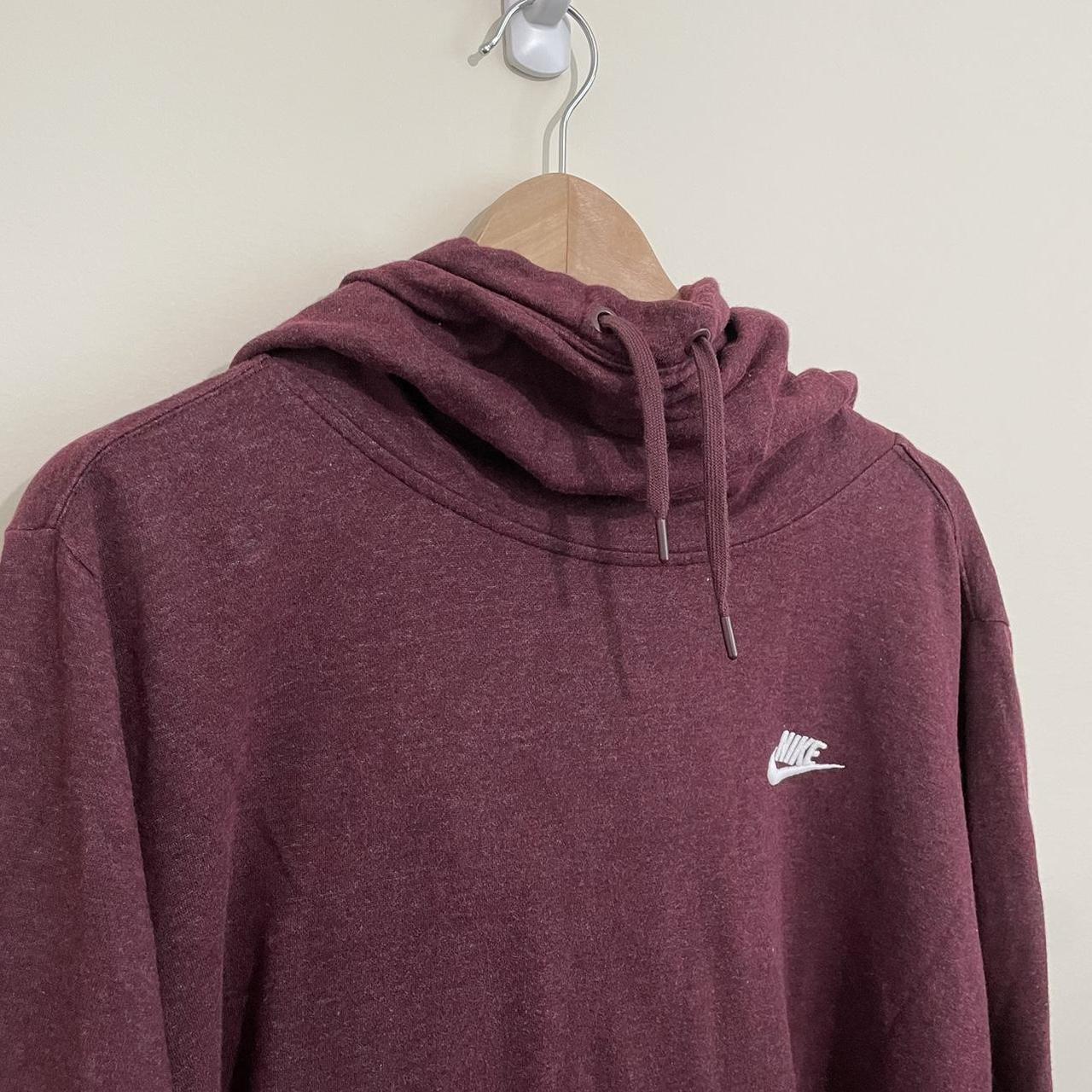 Burgundy Nike Neck Hoodie Top to bottom (Length):... - Depop