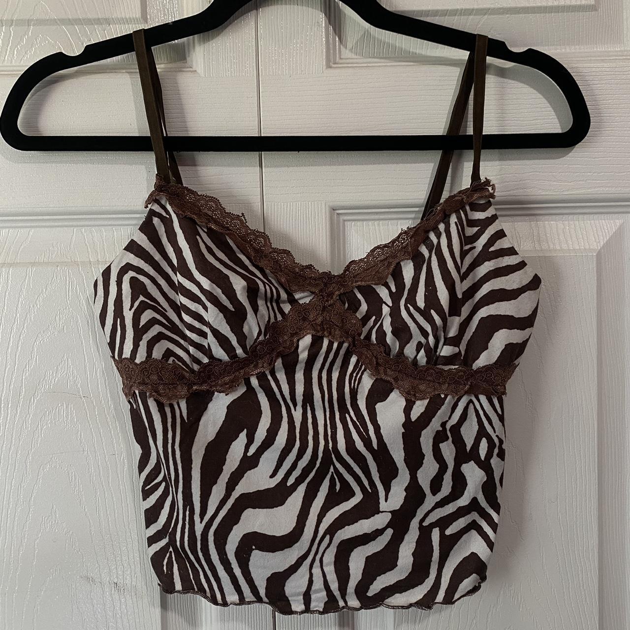 ‘shein’ BROWN&WHITE zebra print tank top