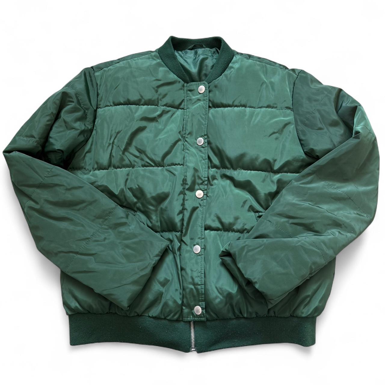 Green quilted-jacket - Depop