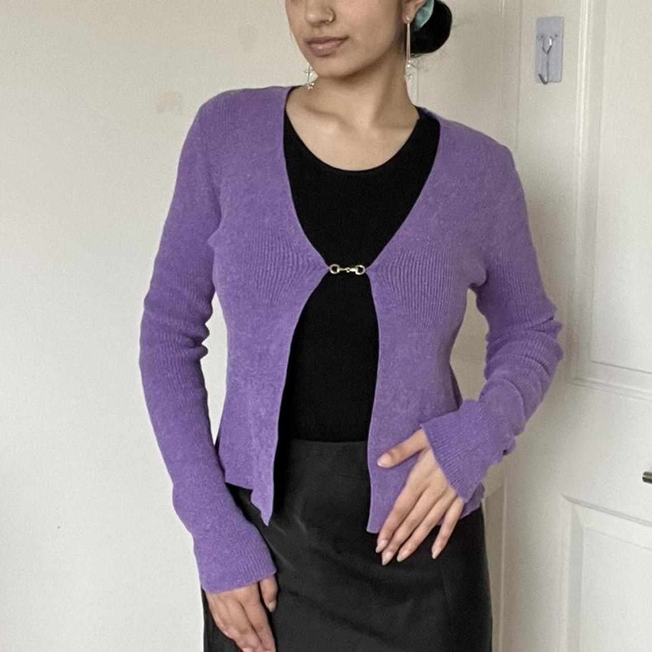 PURPLE SUPRE GOOD CLIP CARDIGAN SIZE S FREE... Depop