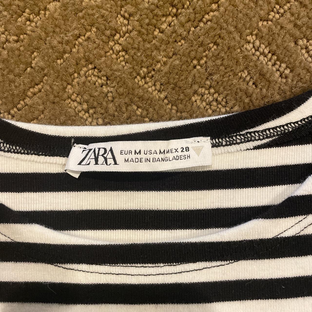 black and white striped zara crop top! Size medium... Depop