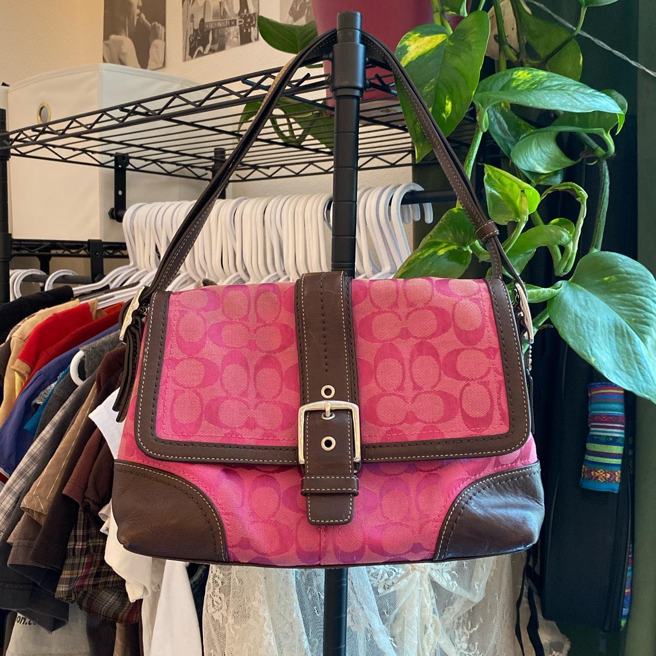 Coach Brown + Pink Hand Bag - Depop