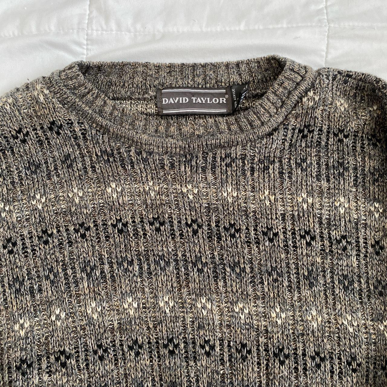 Adorable grey, black, and tan grandpa style sweater... - Depop