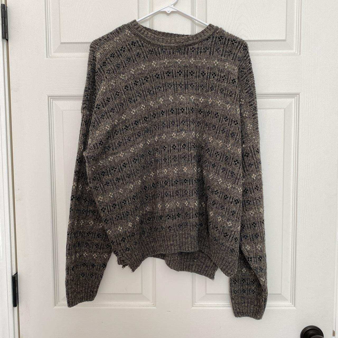 Adorable grey, black, and tan grandpa style sweater... - Depop