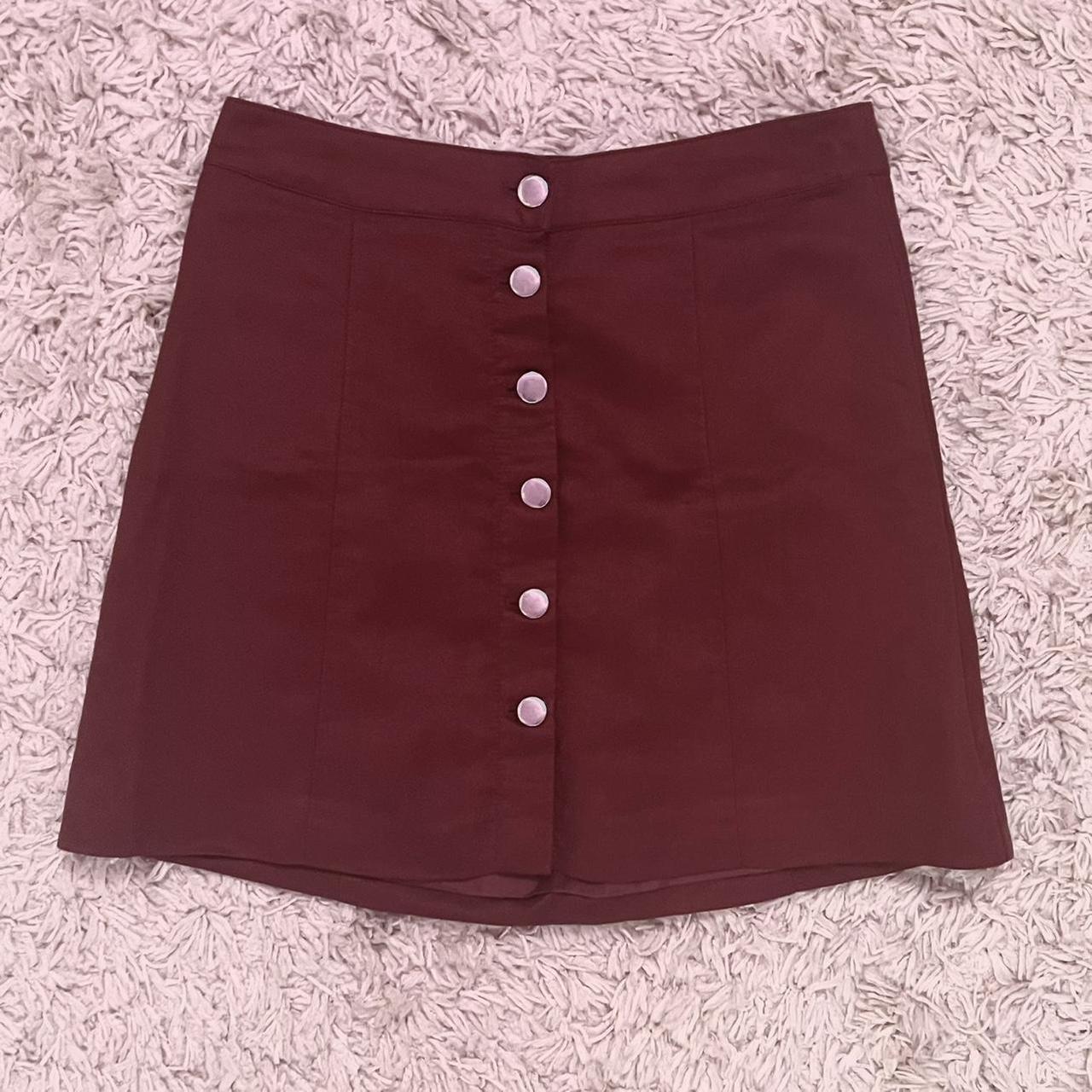 Maroon button clearance up skirt