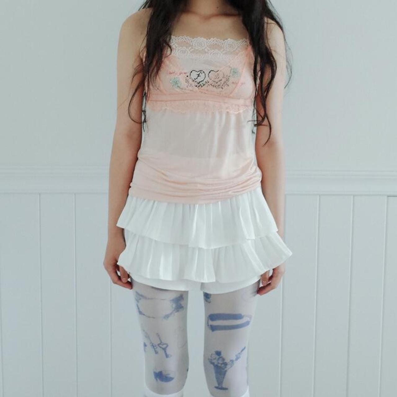Korean white pleated/ruffled skort (price due to... - Depop