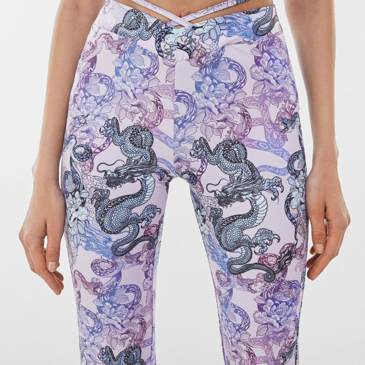 dragon print flares from bershka, unreal on x - Depop