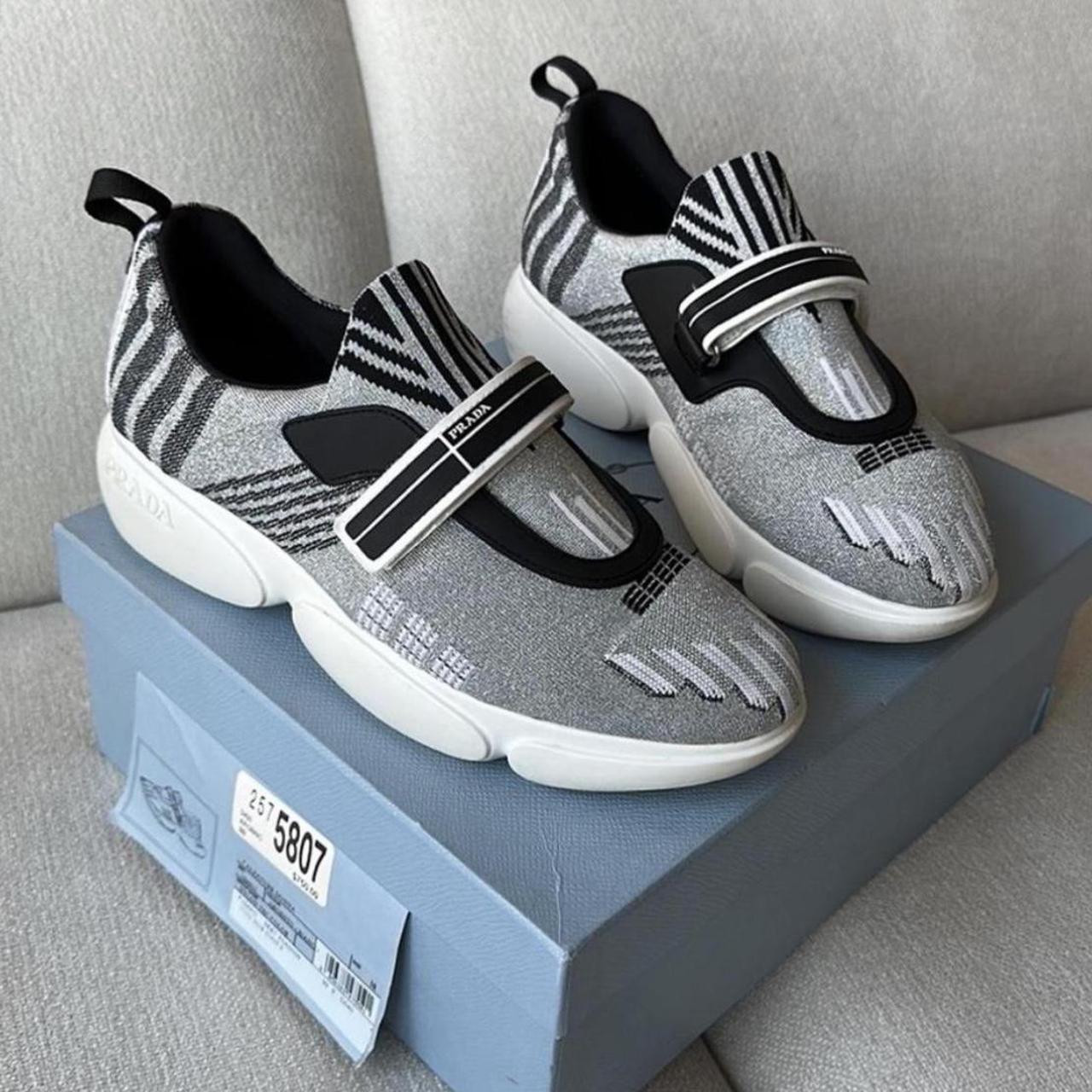 PRADA CLOUDBUST METALLIC SNEAKERS Silver Black. Depop