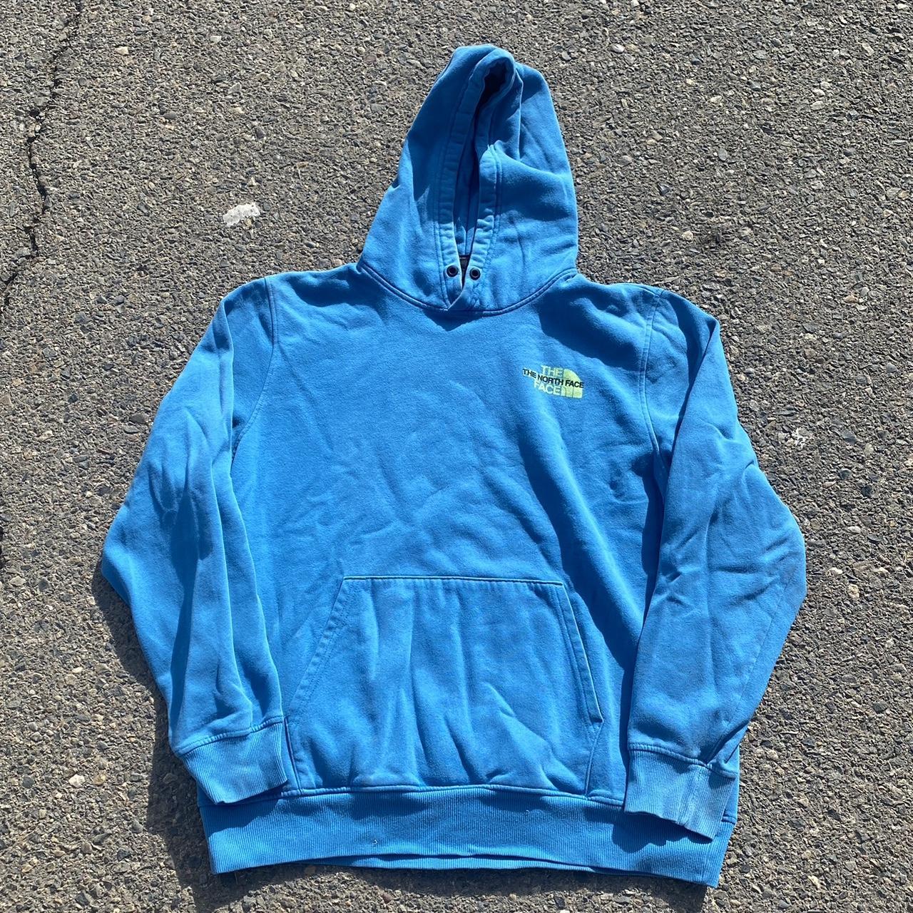 Blue The North-face hoodie. Labeled XL Has sun... - Depop