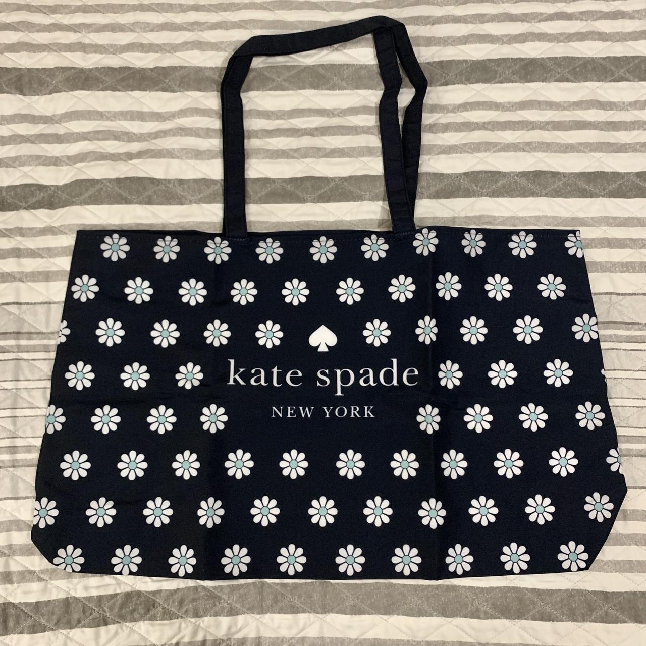 Kate Spade Navy Floral Canvas Beach Travel Tote •... Depop