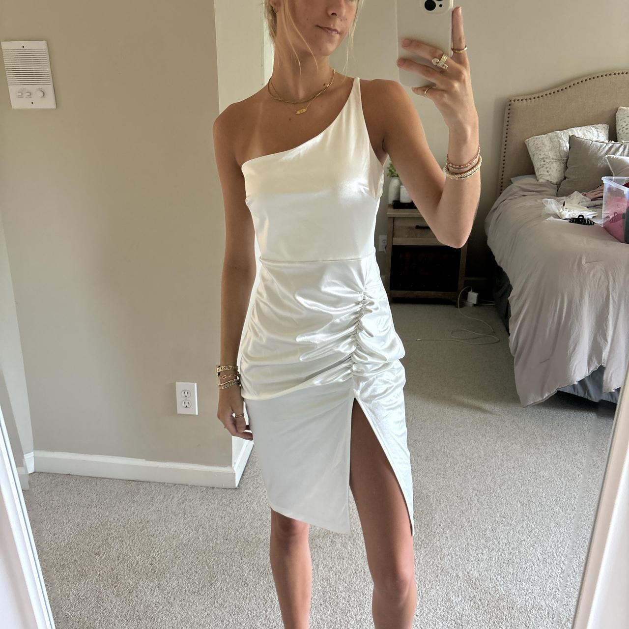 Simple white midi dress online