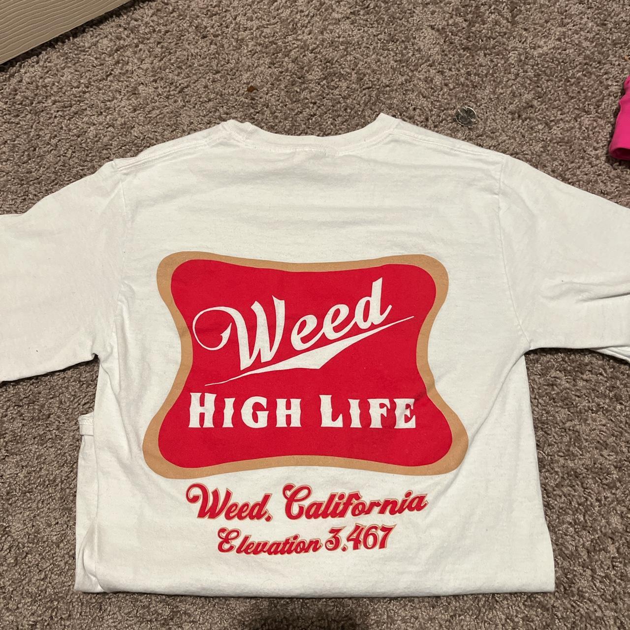 Weed. High life T shirt. Size small no stains or holes! - Depop