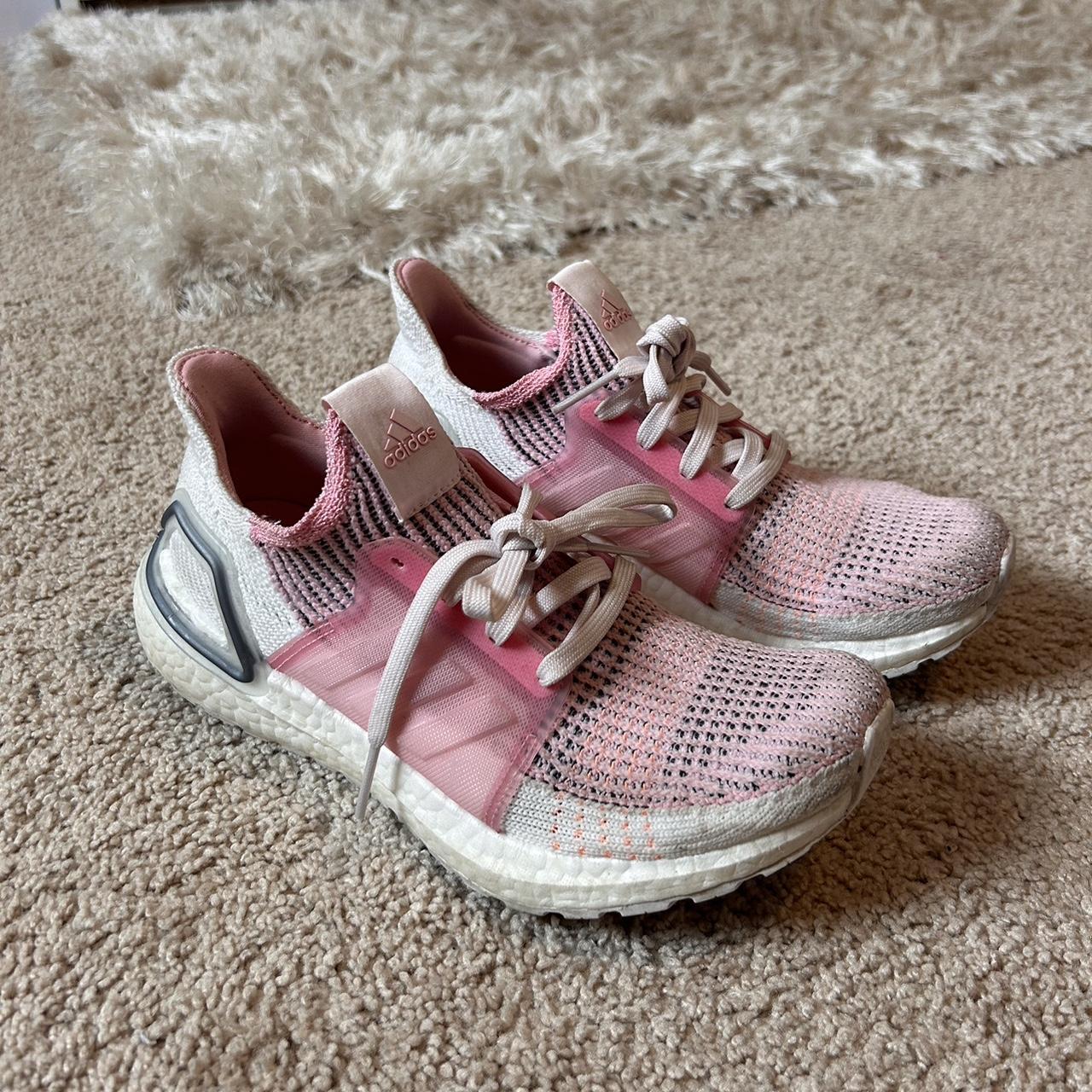 Adidas Ultra Boost pink and white sneakers WMNS. Depop