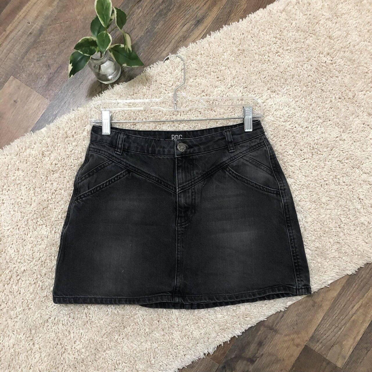 Black jean skirt urban outfitters best sale