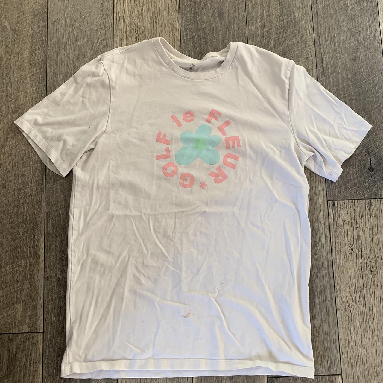 White pink and green GOLF le FLEUR shirt. - Depop