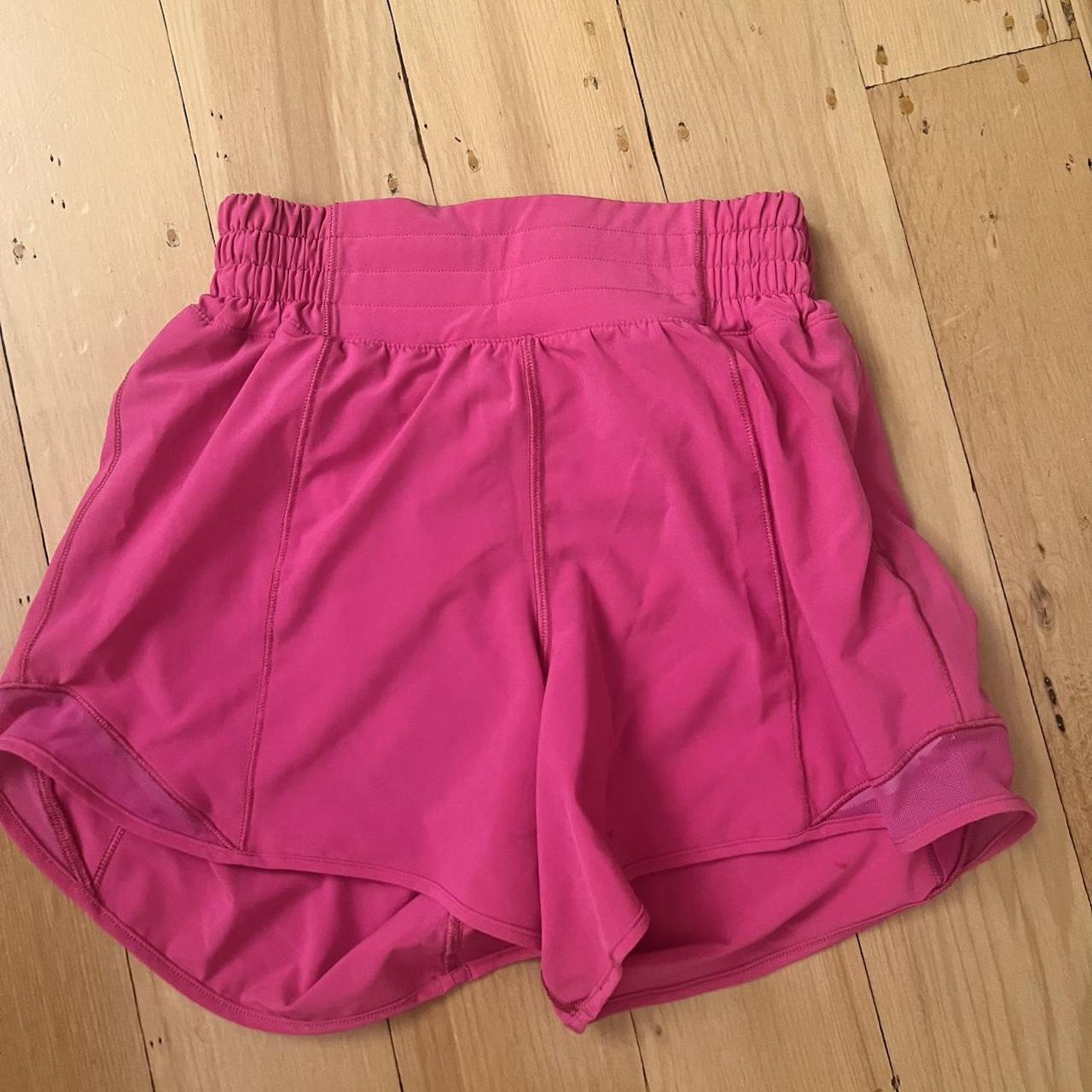 Size 2 Hot Pink Lululemon shorts 4 inch... - Depop