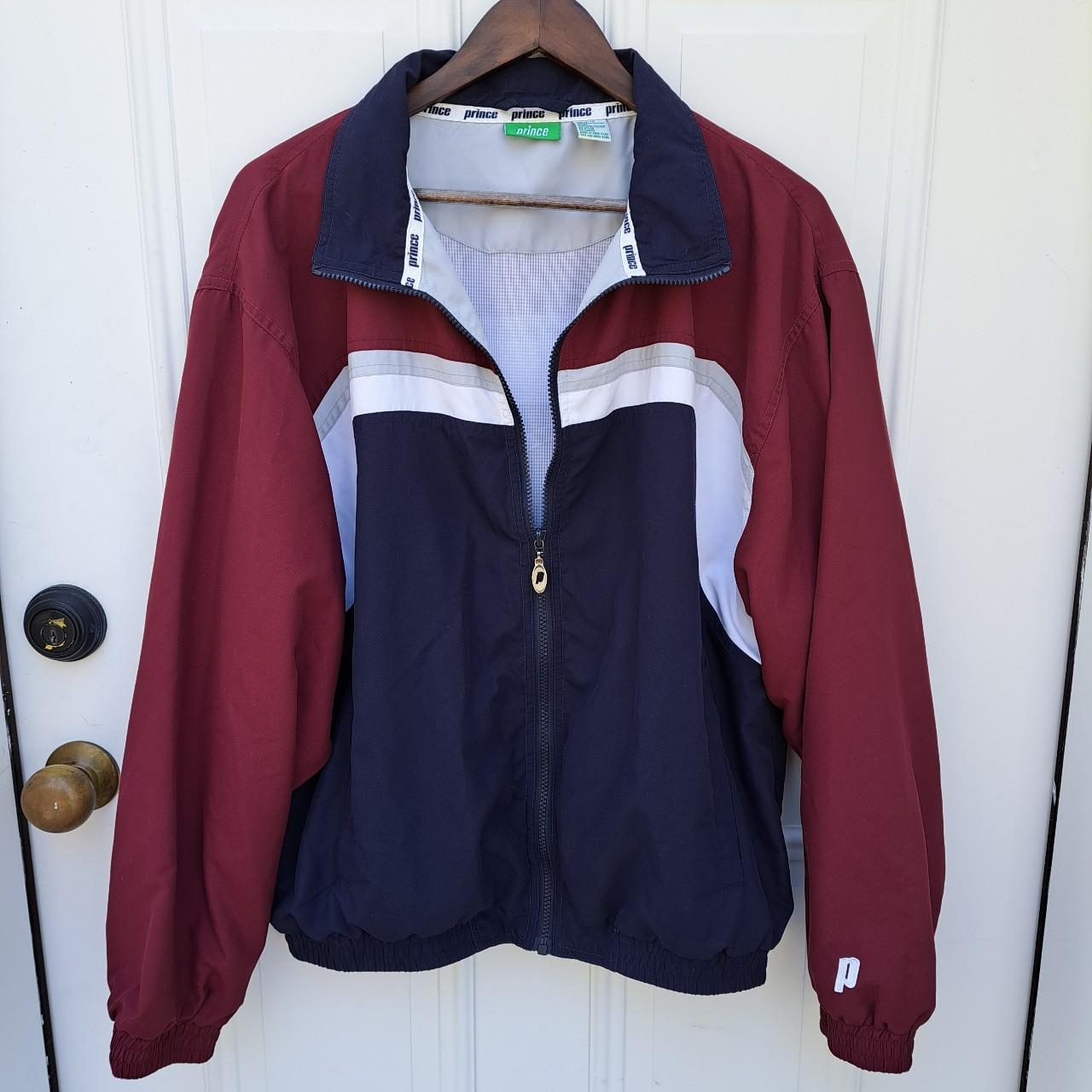 Prince Men's Burgundy and Navy Jacket | Depop