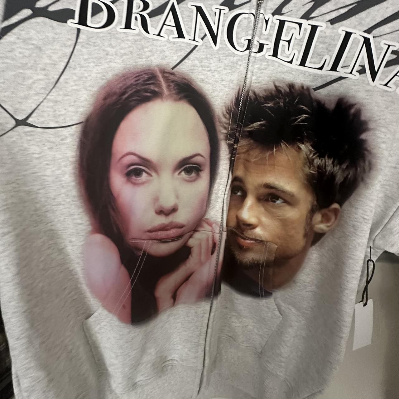 Praying Brangelina grey and black zip up hoodie | Depop