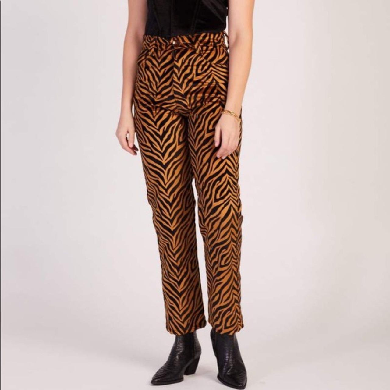 NWT Tach Clothing Rumba Velvet Pant Tiger Print High... - Depop