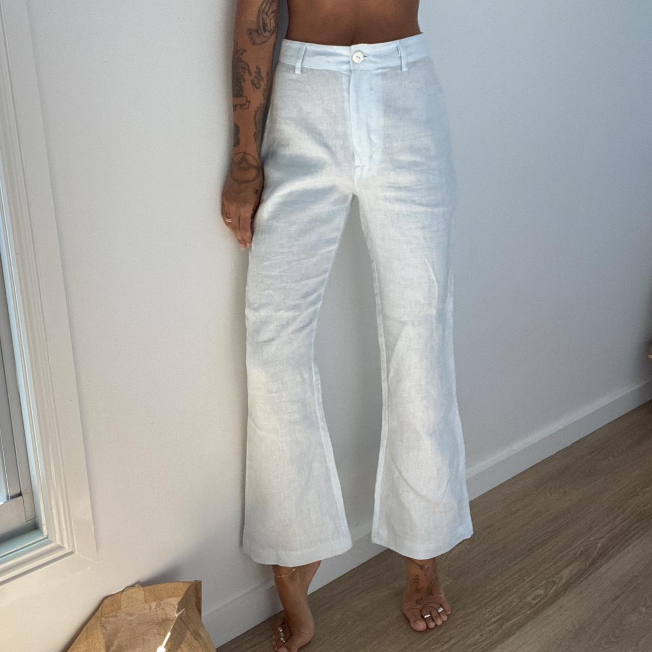 Maurie & Eve baby blue linen trousers. Size 6 I’m... Depop