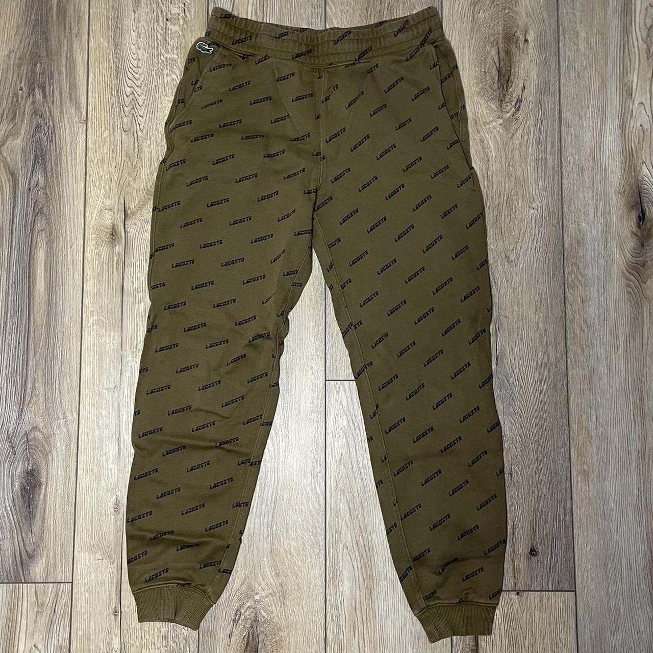 Lacoste LIVE Men s Allover Print Sweatpants in Olive Depop